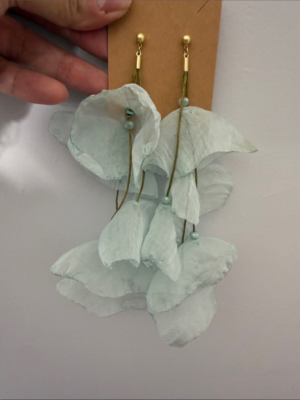 Stella & Ruby Delicate Light Blue Floral Drop Earrings